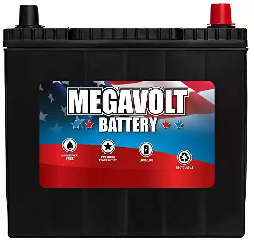 Megavolt Lead Acid Flooded Car Battery BCI 51R, 12V 55AH CCA500 CA525 (51R-60-500)
